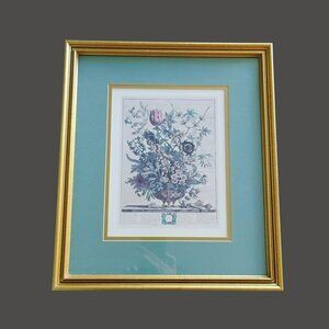Vintage Robert Furber Framed Botanical Art Print, FEBRUARY 12 Months of Flowers